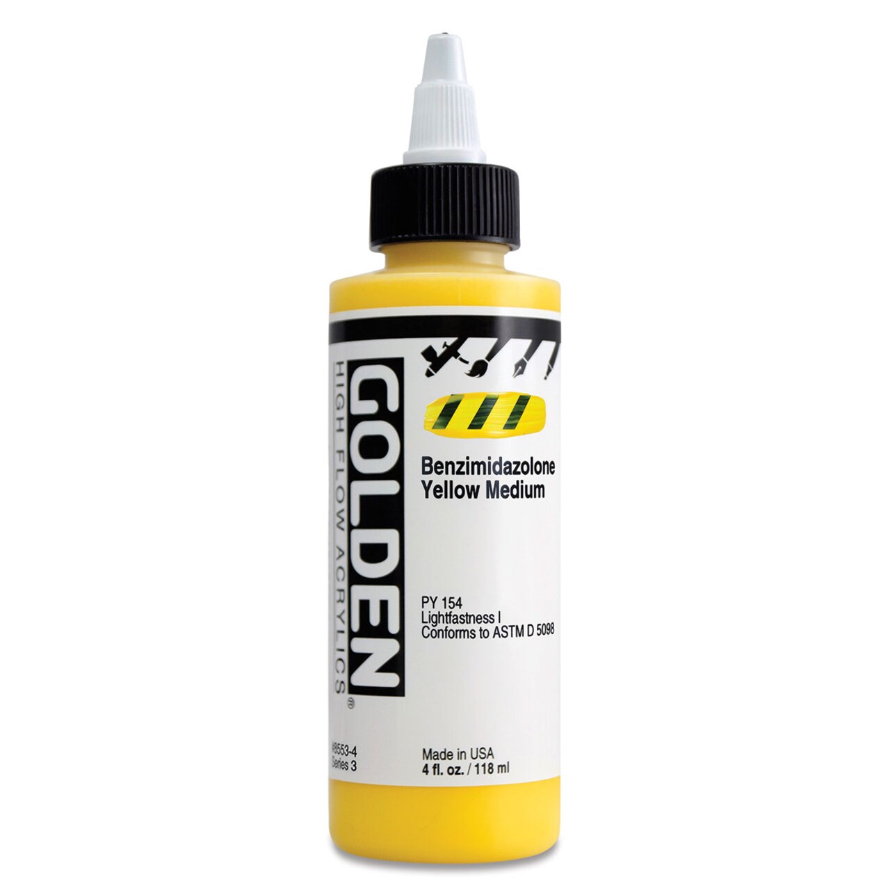Golden High Flow Acrylics - Benzimidazolone Yellow Medium, 4 oz bottle